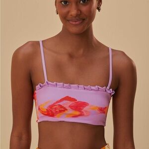 Farm Rio Painted Fishes lilac bikini top - M - NWT